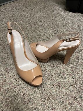 Locale Nude Patent platform Peep-Toe Slingback Heels- almost new